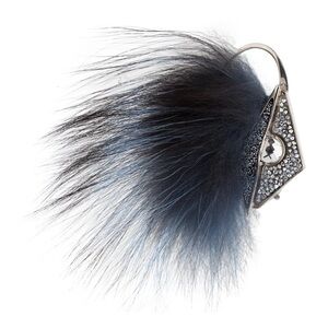 Fendi Silver Fox Fur Ear Cuff Earring Clip
